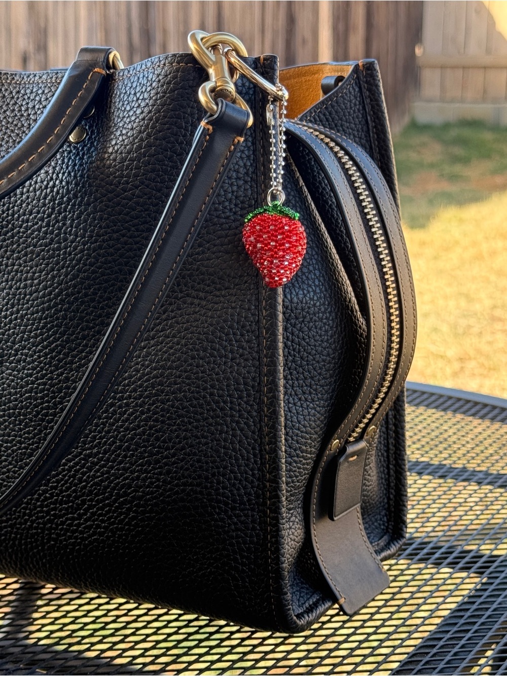 Beaded Handmade Strawberry Keychain Ball Chain Bag Charm